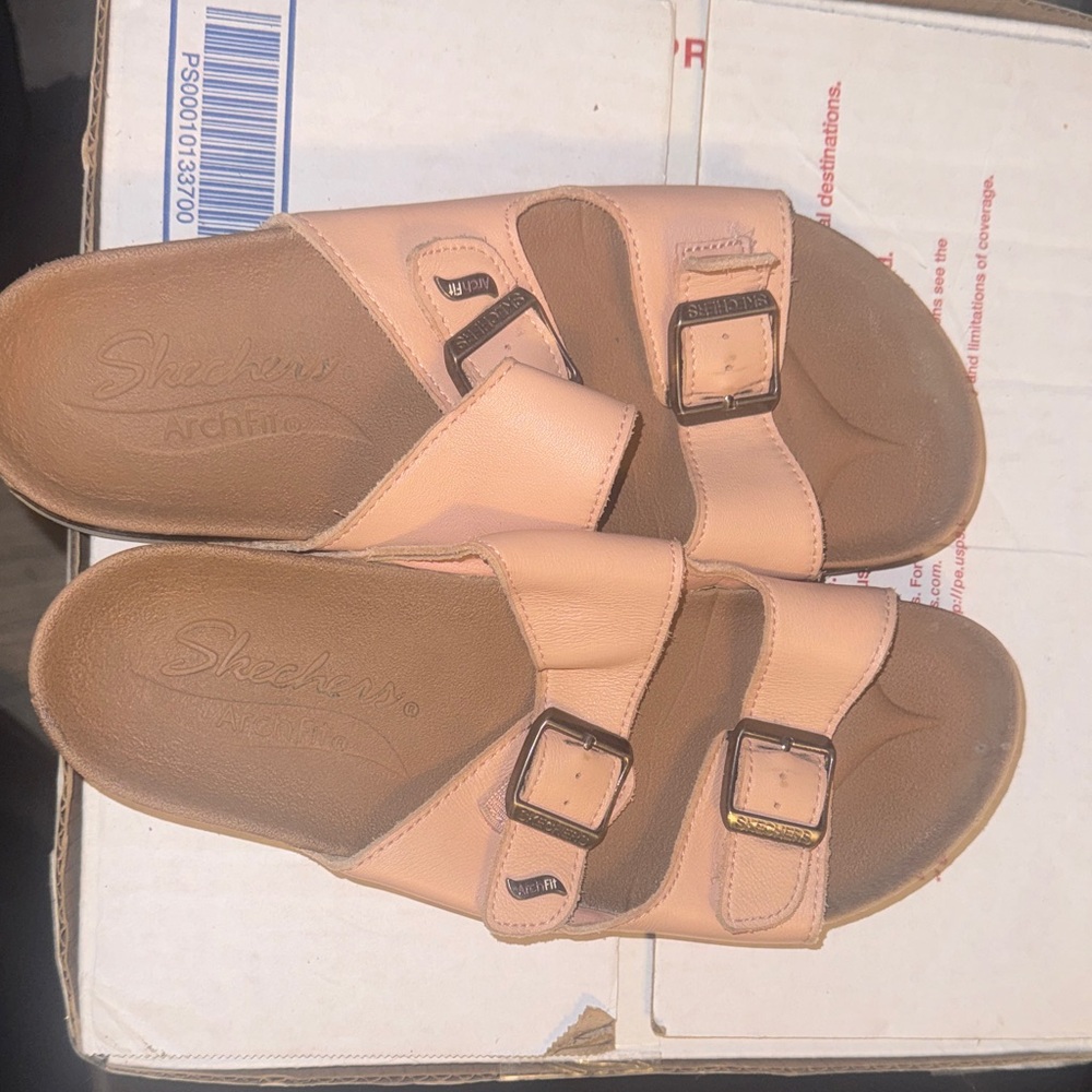 🌸 Skechers Arch Fit Leather Sandals – Pink – Women’s 8🌸